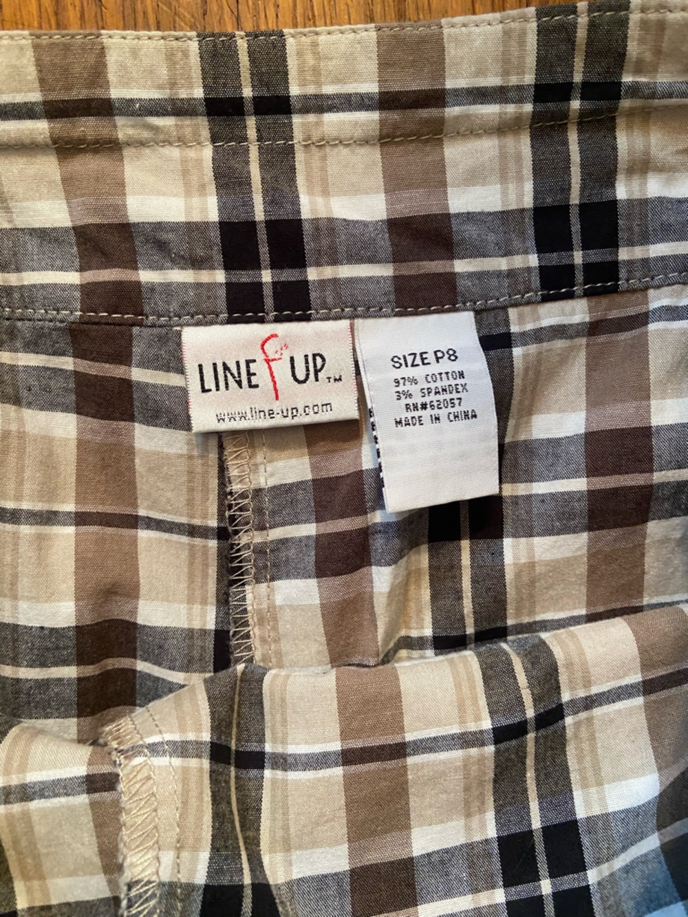 American Vintage Plaid Mini Skirt in Tan, Black, Cream - Picture 3 of 3